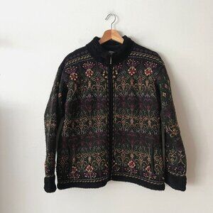 Icelandic Design Wool Blend Full Zip Sweater Jacket Women's Size Large